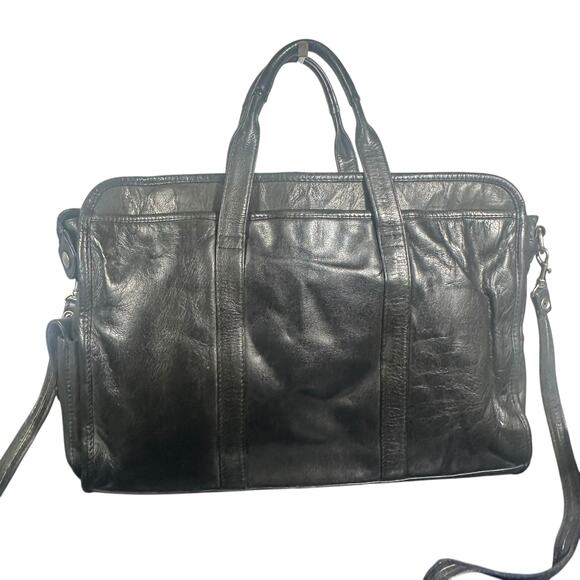 Vintage Wilsons Leather Black Soft Briefcase Laptop Bag Leather school unisex - Picture 1 of 15
